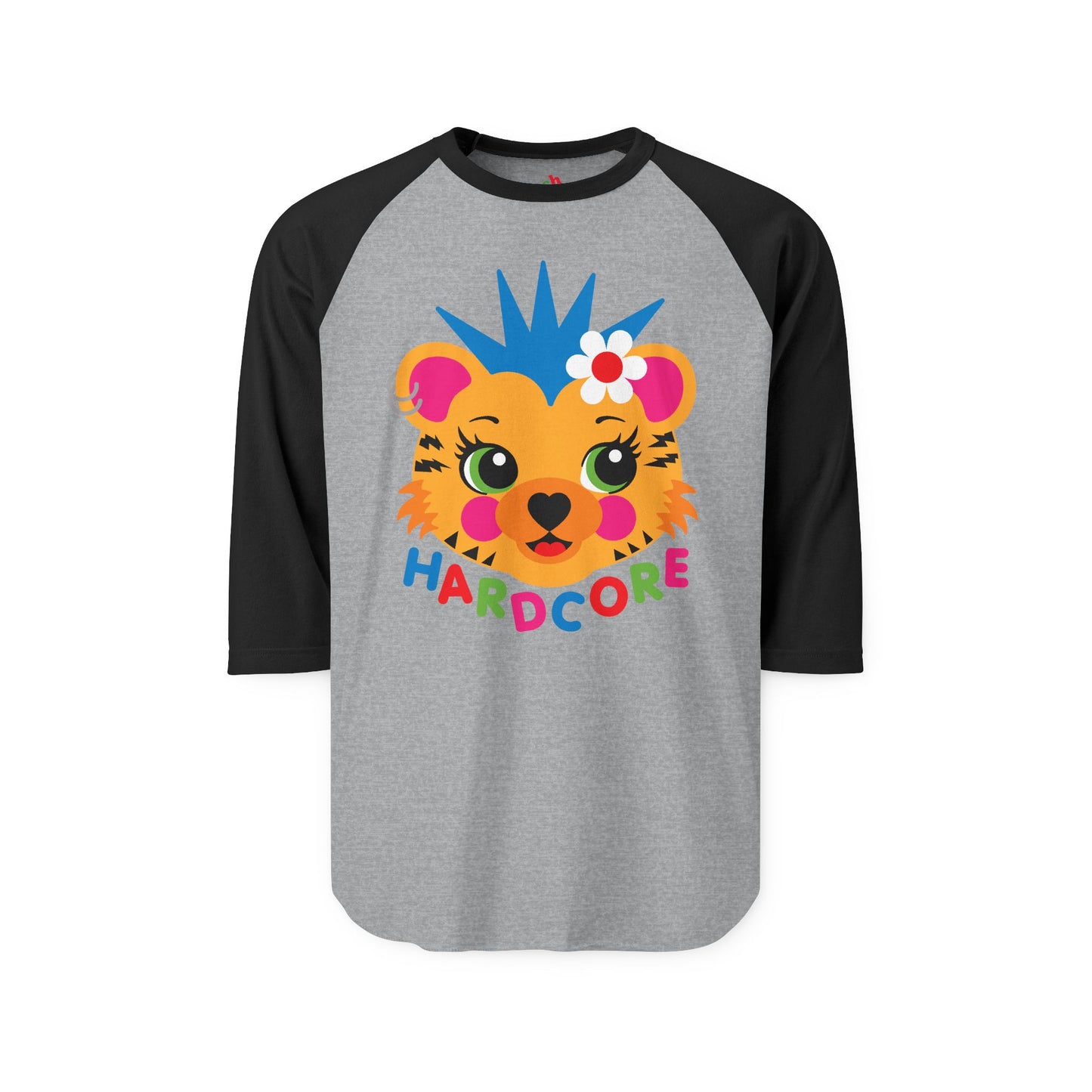 Hardcore Punk Tiger Raglan Baseball Shirt