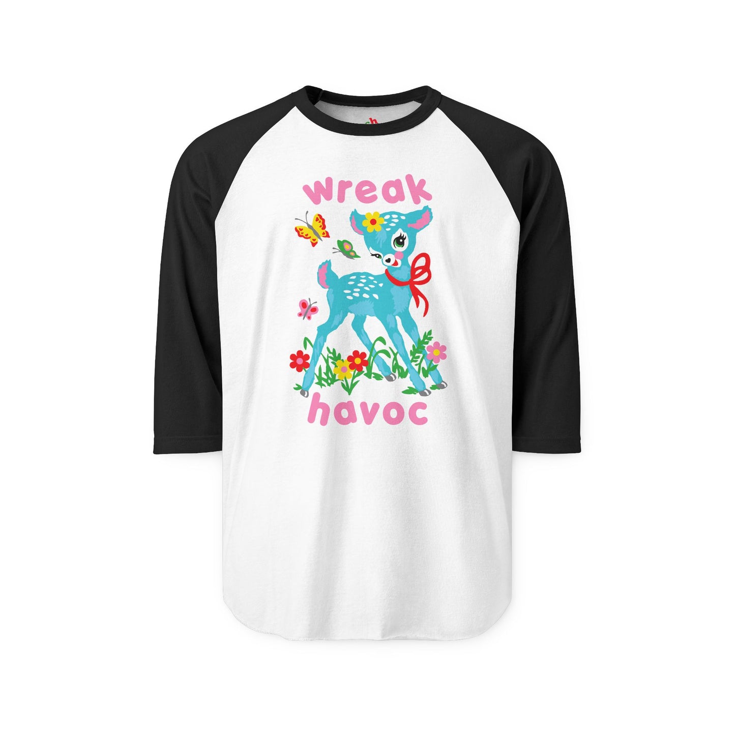 Wreak Havoc Cute Deer Raglan Baseball Shirt
