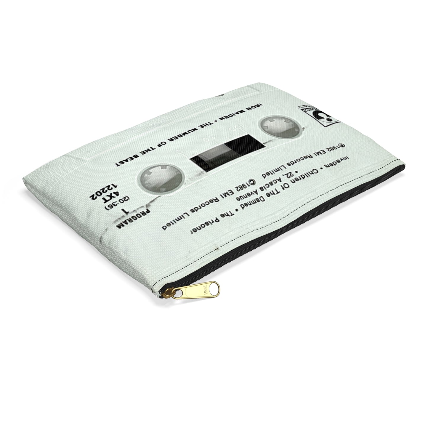 Iron Maiden Zipper Pouch - The Number of the Beast Cassette Tape Zipper Pouch - Heavy Metal Makeup Pencil Case