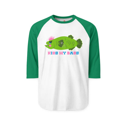 Kiss My Bass Punk Fish Raglan Baseball Shirt