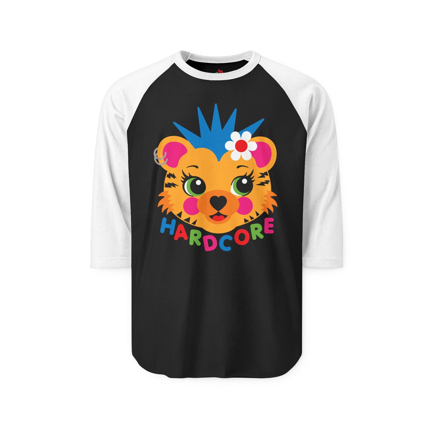 Hardcore Punk Tiger Raglan Baseball Shirt