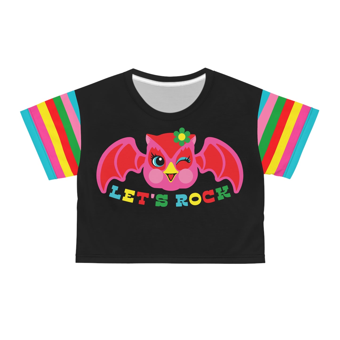 Let's Rock Retro Owl Cropped Tee