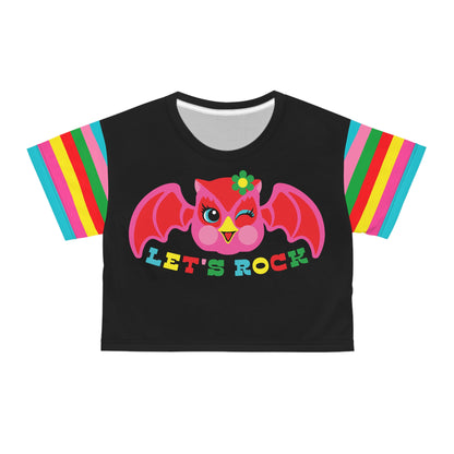 Let's Rock Retro Owl Cropped Tee
