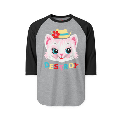 Destroy Kitty Raglan Baseball Shirt