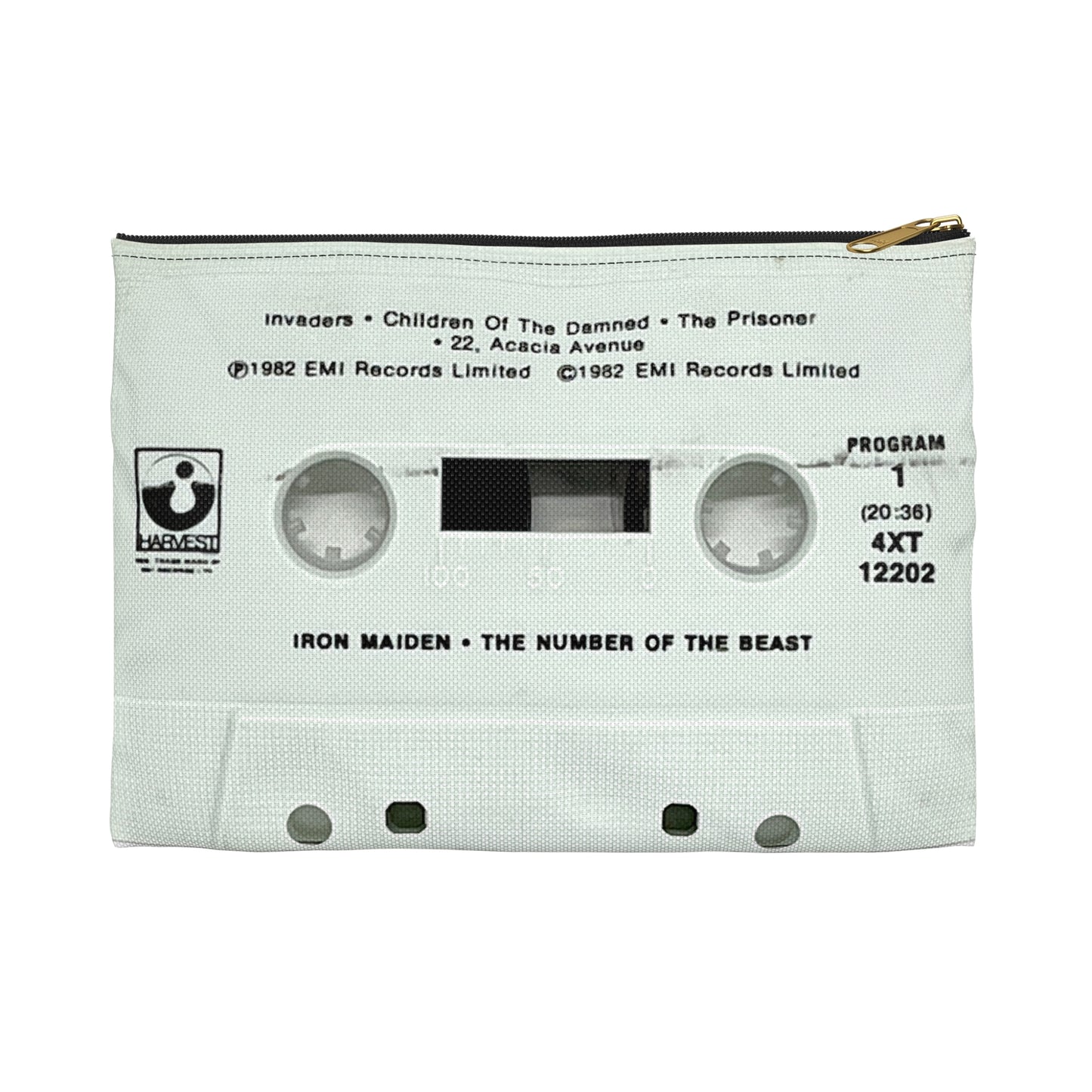 Iron Maiden Zipper Pouch - The Number of the Beast Cassette Tape Zipper Pouch - Heavy Metal Makeup Pencil Case