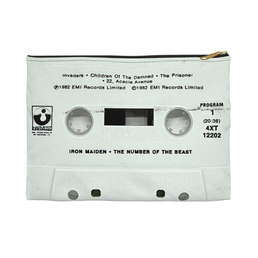Iron Maiden Zipper Pouch - The Number of the Beast Cassette Tape Zipper Pouch - Heavy Metal Makeup Pencil Case