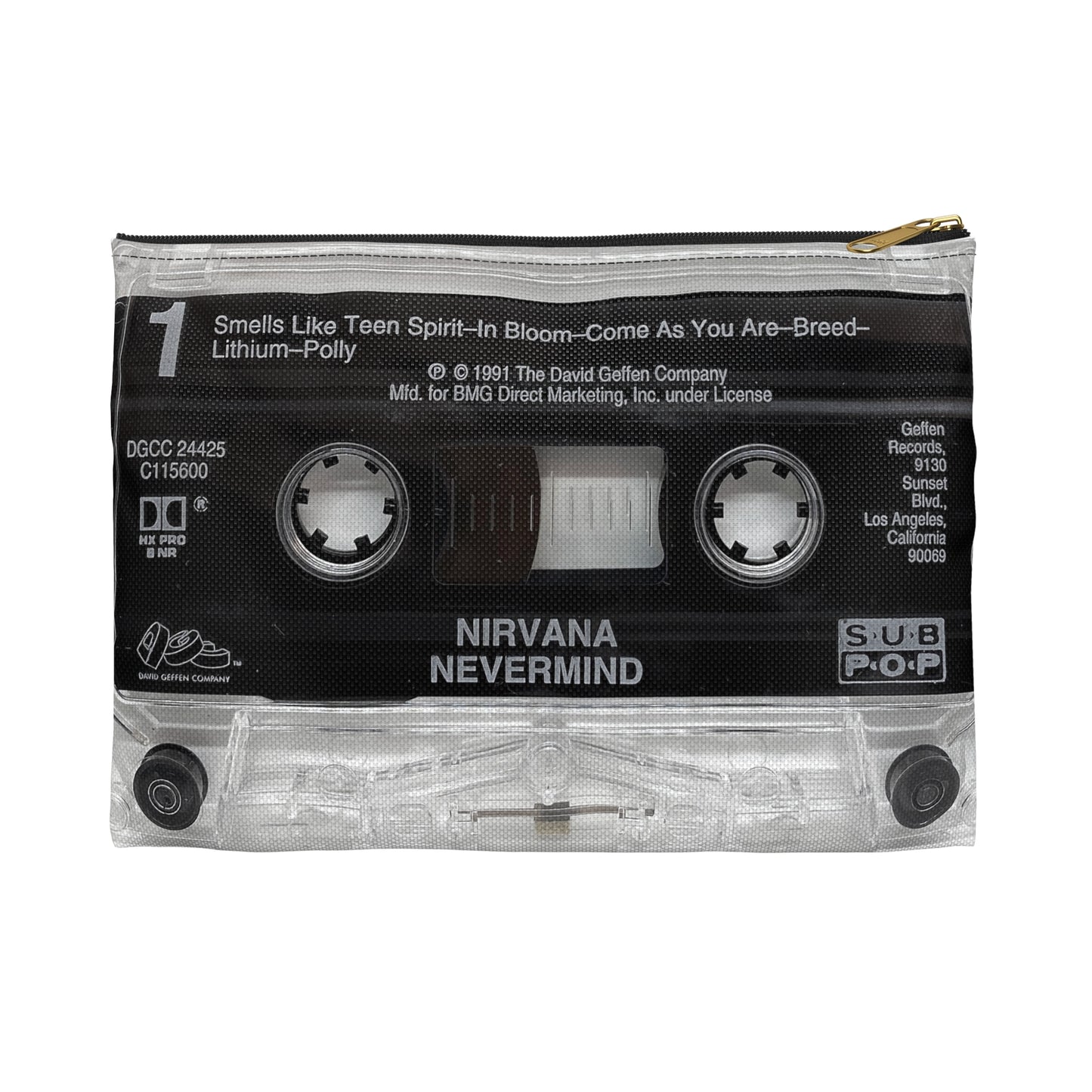 Nirvana Nevermind Cassette Tape Zipper Pouch - Nirvana Accessory Bag - Kurt Cobain Smells Like Teen Spirit