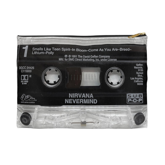 Nirvana Nevermind Cassette Tape Zipper Pouch - Nirvana Accessory Bag - Kurt Cobain Smells Like Teen Spirit