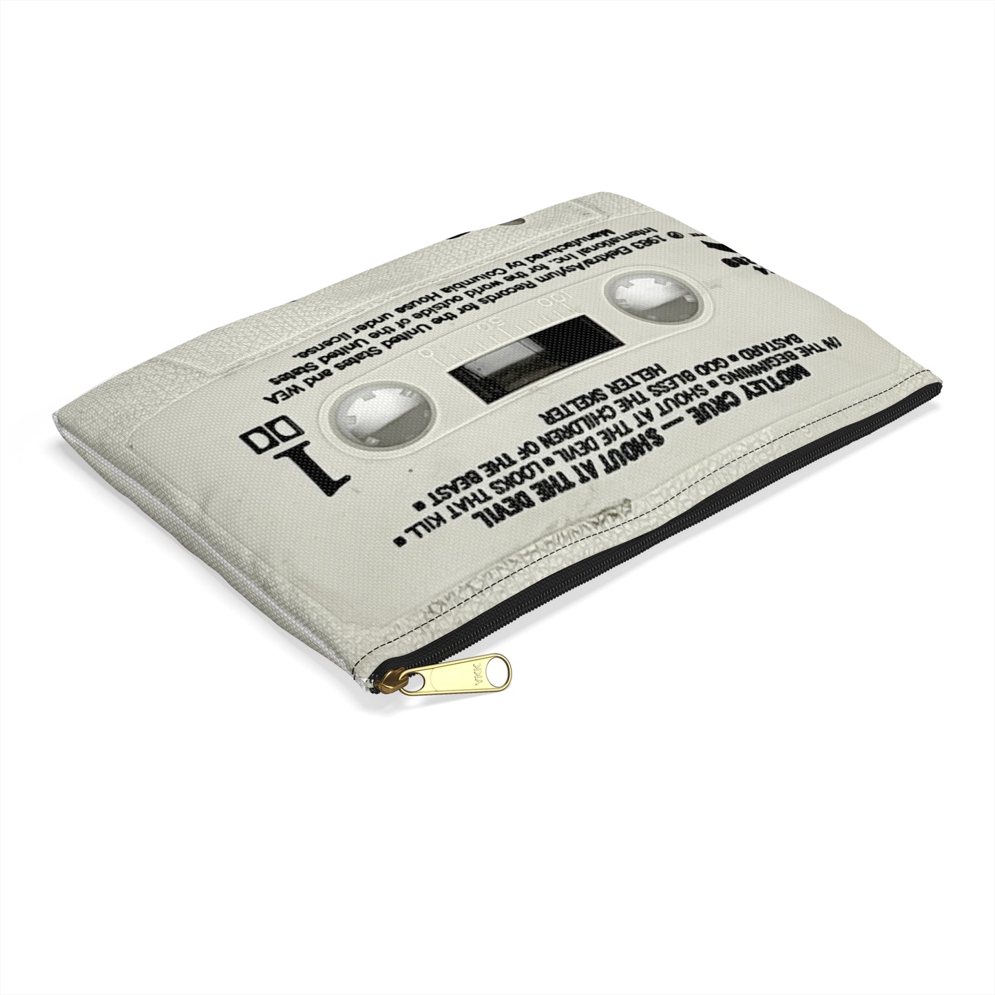 Motley Crue Shout At the Devil Cassette Tape Zipper Pouch - Vintage Heavy Metal Pencil Makeup Case