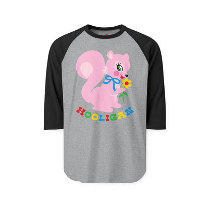 Cute Pink Squirrel Hooligan Raglan Baseball Shirt