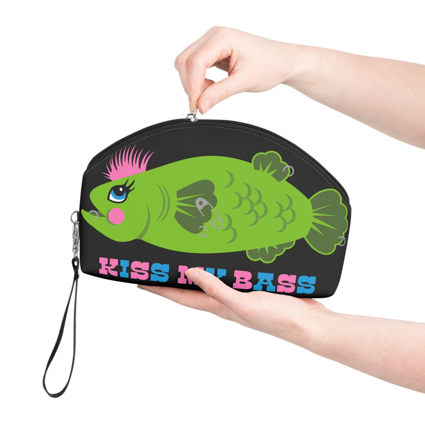 Kiss My Bass Punk Clutch Wristlet Zipper Bag