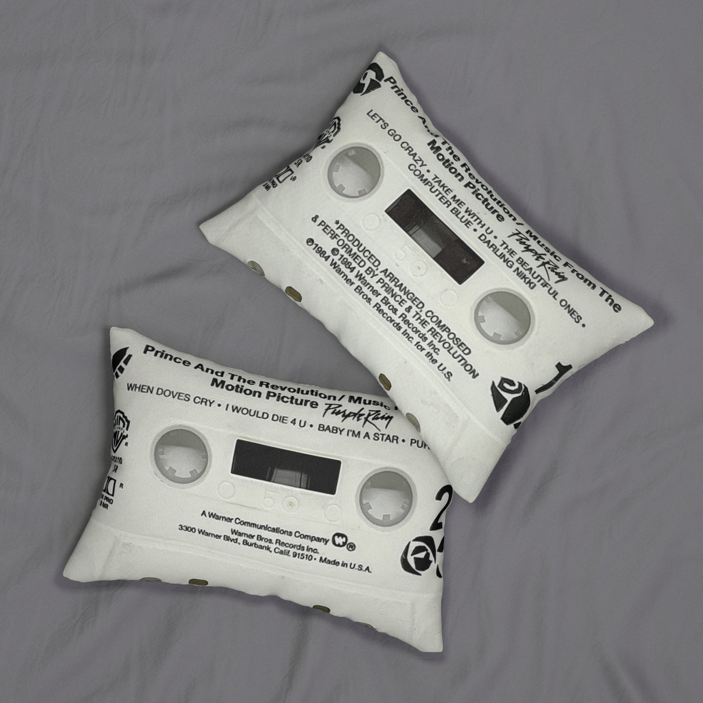 Retro Prince Purple Rain Cassette Tape Lumbar Pillow - Prince Cassette Tape Throw Pillow
