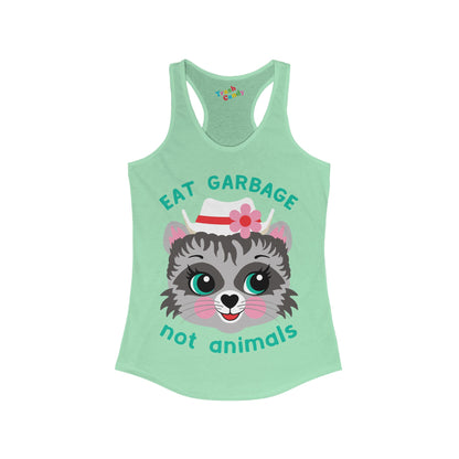 Eat Garbage Not Animals Cute Raccoon Women's Racerback Tank