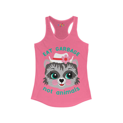 Eat Garbage Not Animals Cute Raccoon Women's Racerback Tank
