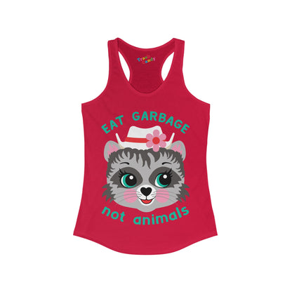 Eat Garbage Not Animals Cute Raccoon Women's Racerback Tank
