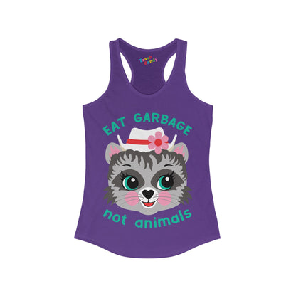 Eat Garbage Not Animals Cute Raccoon Women's Racerback Tank