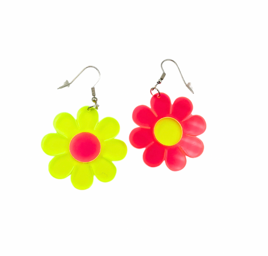 Neon Flower Power Earrings