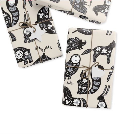 Cute Folk Animals Wrapping Paper