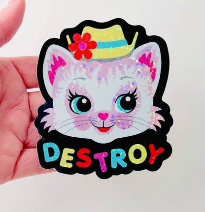 Cute Kitty Destroy Sticker